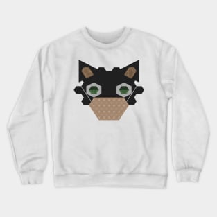 Black Cat Wearing Brown Flowers Pattern Mask Crewneck Sweatshirt